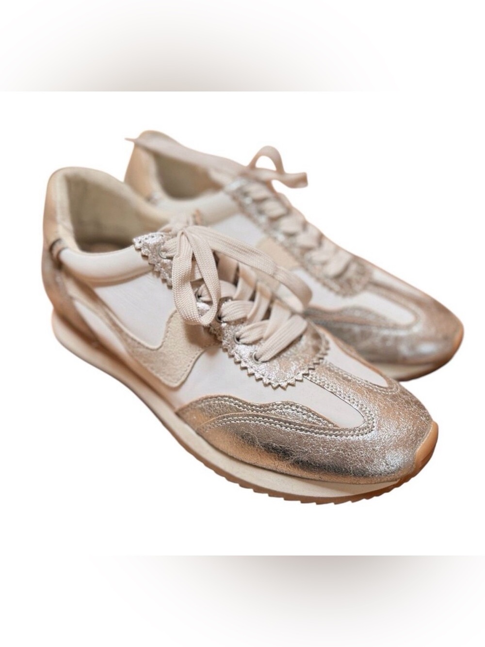 Dolce Vita B.NTCD Women's Fashion Sneakers Sz 7.5 Silver Metallic White Nylon